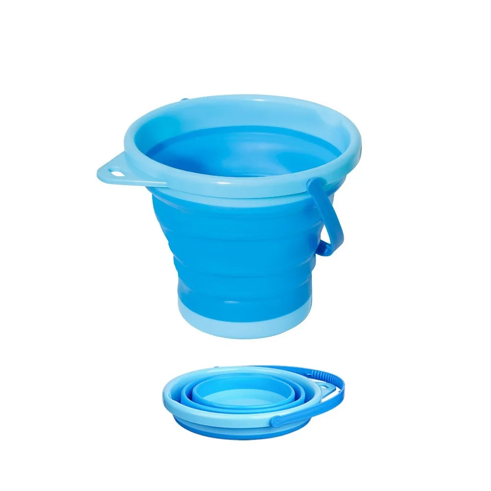 Portable Beach Folding Buckets Multifunctional Retractable Sandbox Toy Bucket Plastic Round Beach Collapsible Bucket Outdoor