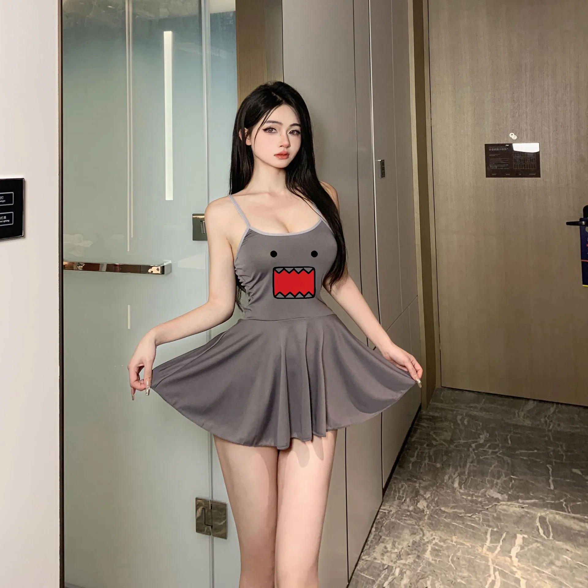 Kawaii Women's Japanese Style Y2K Sexy Nightclub Skirt Covering Hips Cute Suspender Dress Elegant and Beautiful Women's Dress