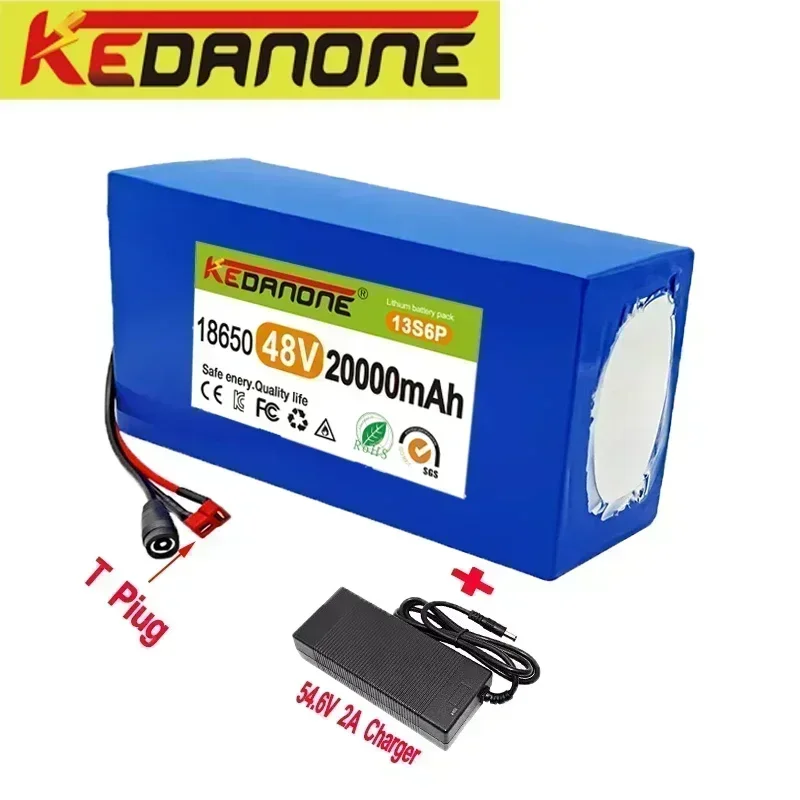 بطارية دراجة كهربائية مع نظام BMS ، 13S6P ، our W ، W W ، DC V ، 25A ، 48V ، 20Ah ، 30Ah ، 54 A ، 6V شاحن