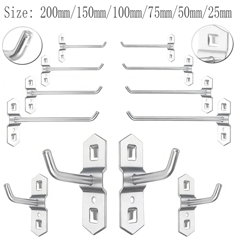 Hole Board Hook Steel Oblique Hanger Shop Good Shelf Hardware Tool Hammer/Pliers Wall Mount Storage Rack Garage Pegboard Hook