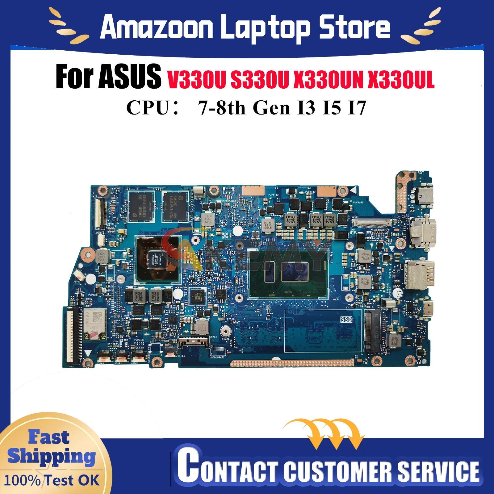 

X330UN Laptop Motherboard For ASUS VivoBook X330UF ADOL13U X330UL K330U S330U V330U I330U R330U X330U Mainboard W/ I3 I5 I7 CPU