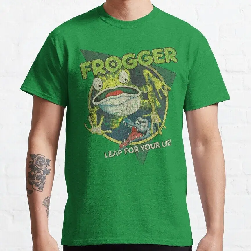 Frogger Leap For Your Life 1981 Classic  Anime Graphic T-shirts unisex Short Sleeve Tees Vintage High Quality 100%Cotton