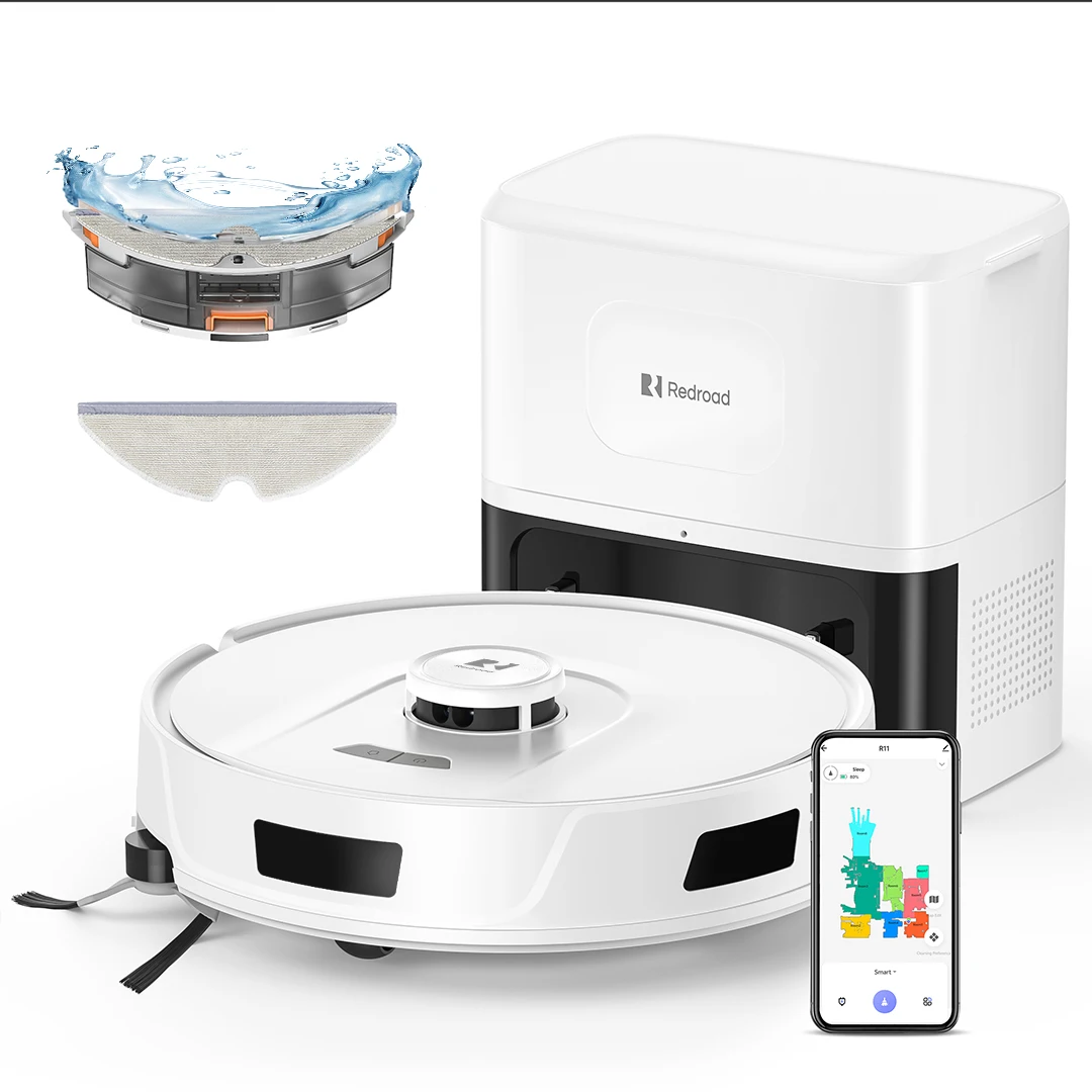 Redroad (R11)LiDAR Robot Vacuum and Mop Cleaner, 20000Pa Suction, 90-Day Capacity,Self emptying, Multi-Floor Mapping,APP Control