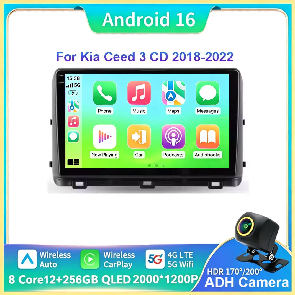 Android 16 For Kia Ceed 3 CD 2018-2022 WIFI 4G Carplay Auto Car Radio Multimedia Video Player Navigation Stereo DSP GPS No 2din
