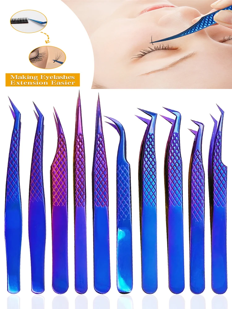 False Eyelash Tweezers For Fake Eyelashes Extensions Individual Curved Strip Lashes Eyebrow Hair Clip Tongs Nail Art Makeup Tool