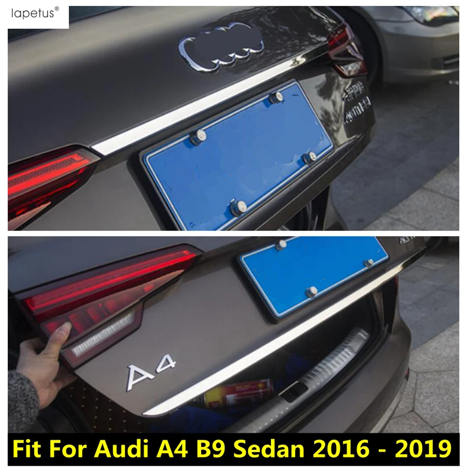 Rear Tail Trunk Tailgate Door Decor Strip Molding Cover Kit Trim Stainless Steel Accessories For Audi A4 B9 Sedan 2016 - 2019