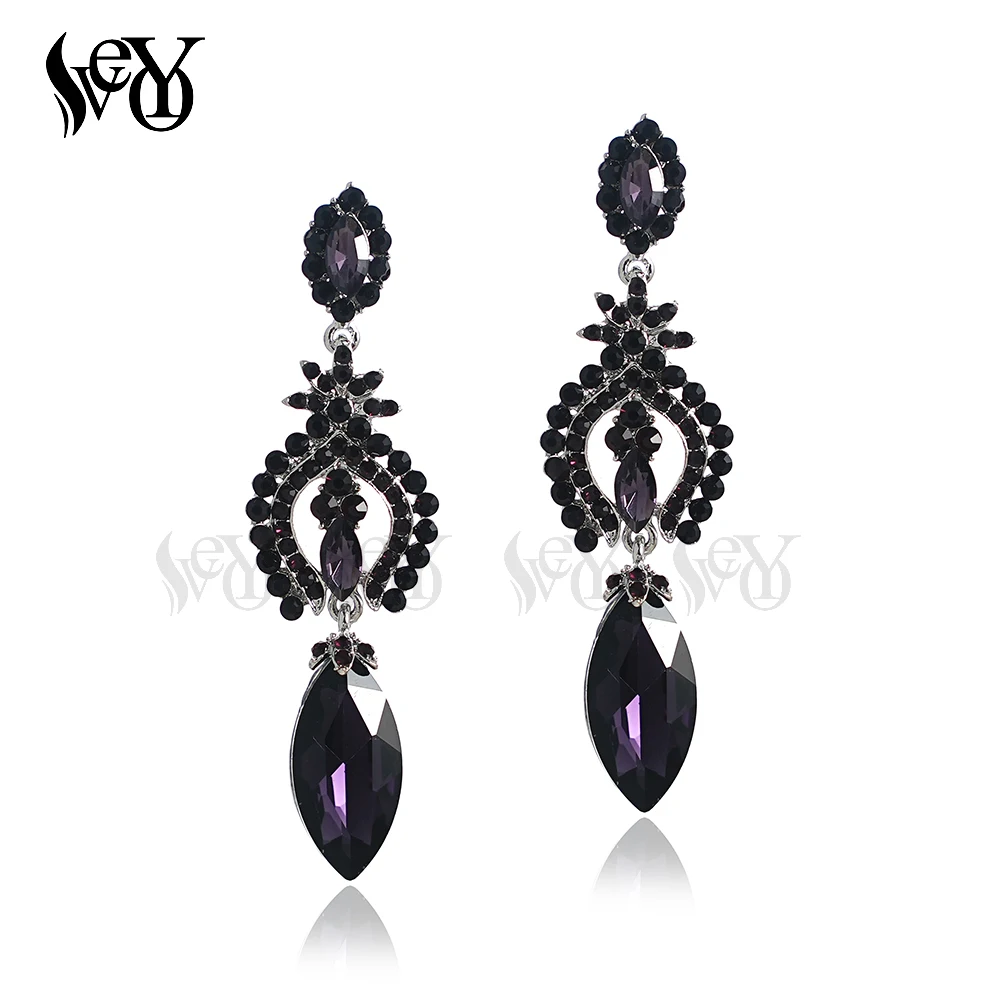 VEYO-pendientes largos Vintage con diamantes de imitación para mujer, aretes colgantes elegantes para fiesta de boda, joyería de moda al por mayor