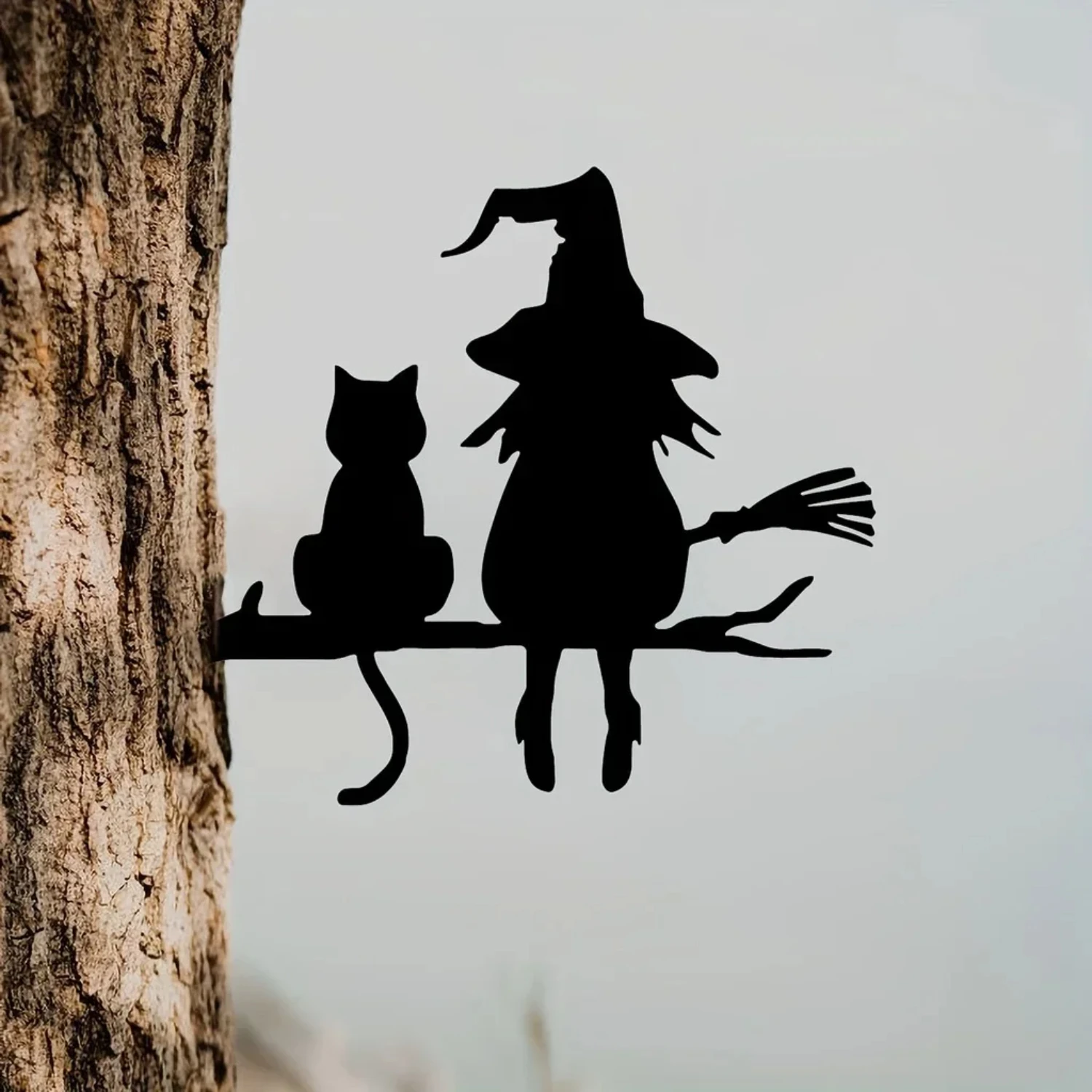 New Charming and Enchanting Cute Cat and Iron Witch Garden Stake - Beautiful Yard Art Decoration for Your Courtyard, Lawn, and G