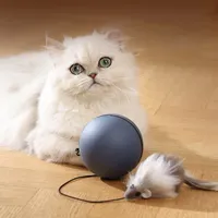 Interactive Cat Toy Ball Automatic Random Rolling Teaser Pet Toy Battery-Operated Relieve Boredom Motion Sensor Long Tail Toy