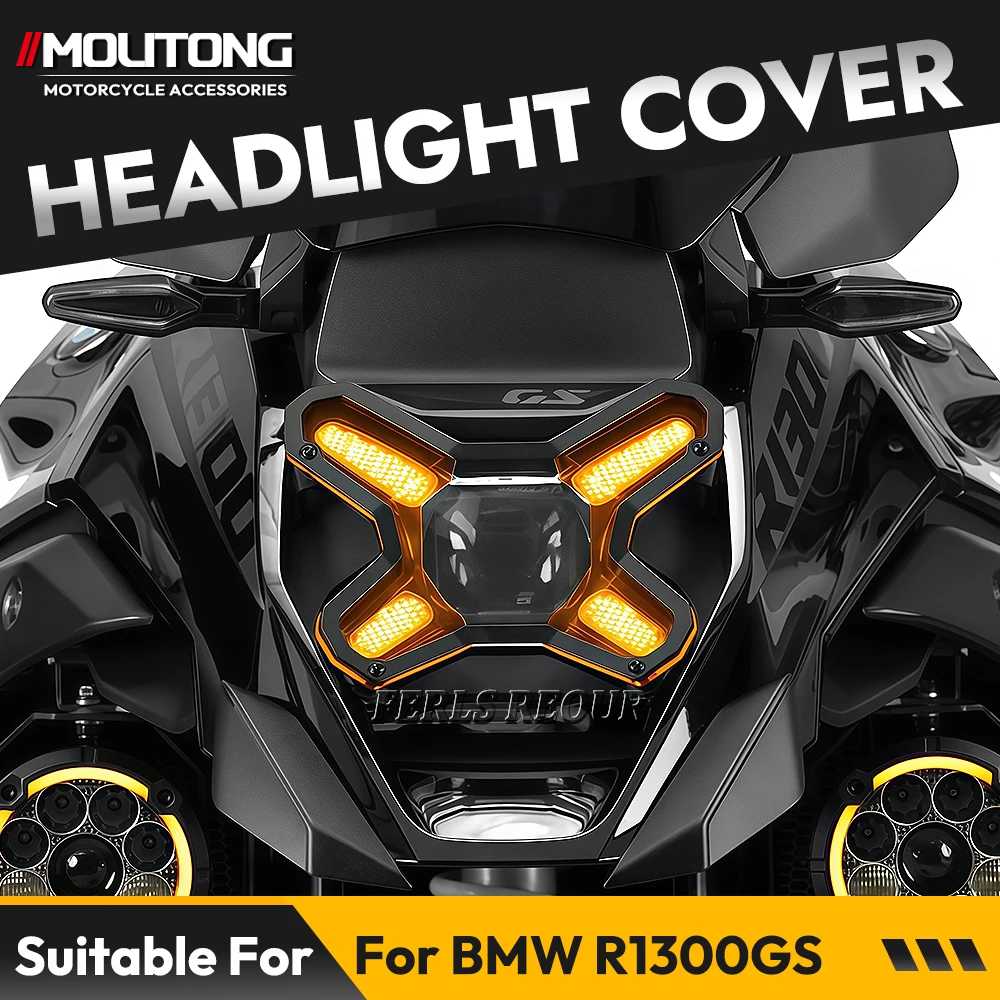 Accessories for BMW R1300GS 2023-2024 motorcycles: Scratch-resistant headlight grille protector. Transparent, Orange