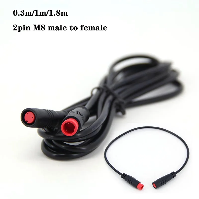5.7feet 180cm eblike M8 waterproof 2Pin Electric Bicycle Joint Plug male to female Cable Connector Scooter Signal Sensor wire