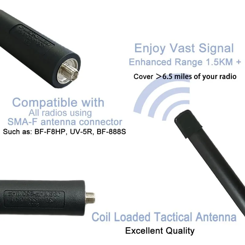 BAOFENG UV-5R Foldable Tactical Antenna 48cm/18.8inch Dual Band VHF UHF SMA-Female Long Range for GMRS Two Way Radio DM-1701