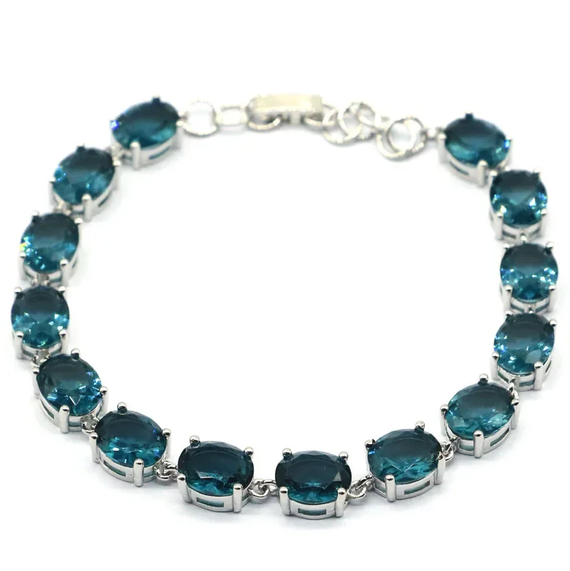 

16g 925 SOLID STERLING SILVER BRACELET Tourmaline Tanzanite London Blue Aquamarine Amethyst Citrine Peridot Red Ruby 8-9"