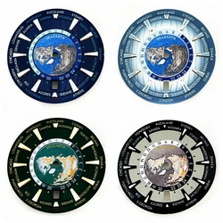 NH35 33.5mm Sterile Watch Dial 6 o'clock Date Window Earth Watch Face Green Luminous Automatic Movement Watch Accessories Parts