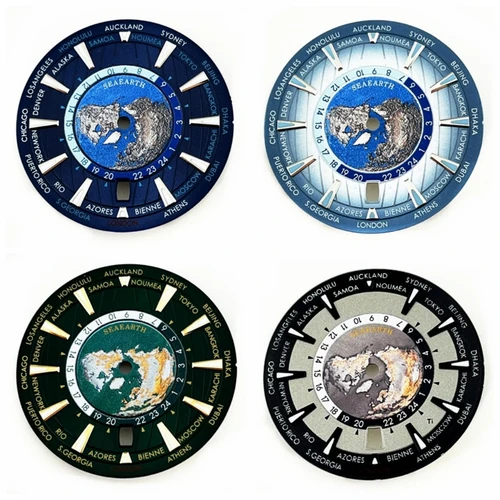 Imagen 1 del producto Esfera de reloj estéril NH35, 33,5mm, fecha de 6 en punto, ventana, tierra, Cara de reloj, movimiento automático luminoso verde, piezas de accesorios de reloj