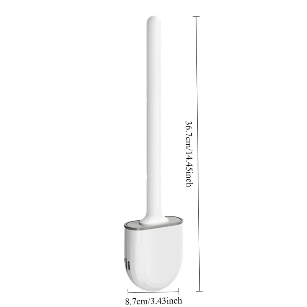 Toilet Brush Silicone Won't Damage Toilets, Wall Mounted Toilet Brush-Anti-Roll, Anti-Drip Design