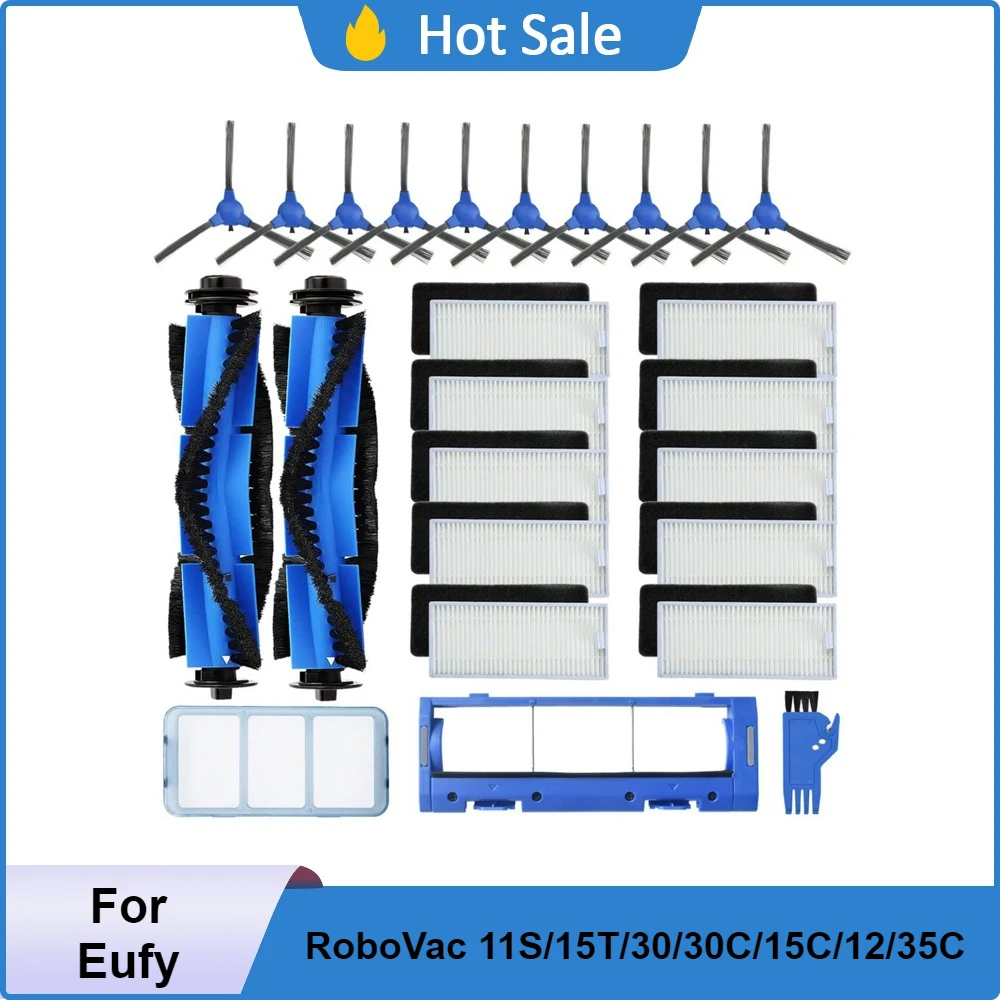 

Replacement Parts Kit for eufy RoboVac 11S 15T - Main Brush, HEPA Filter, Side Brushes Combo Set