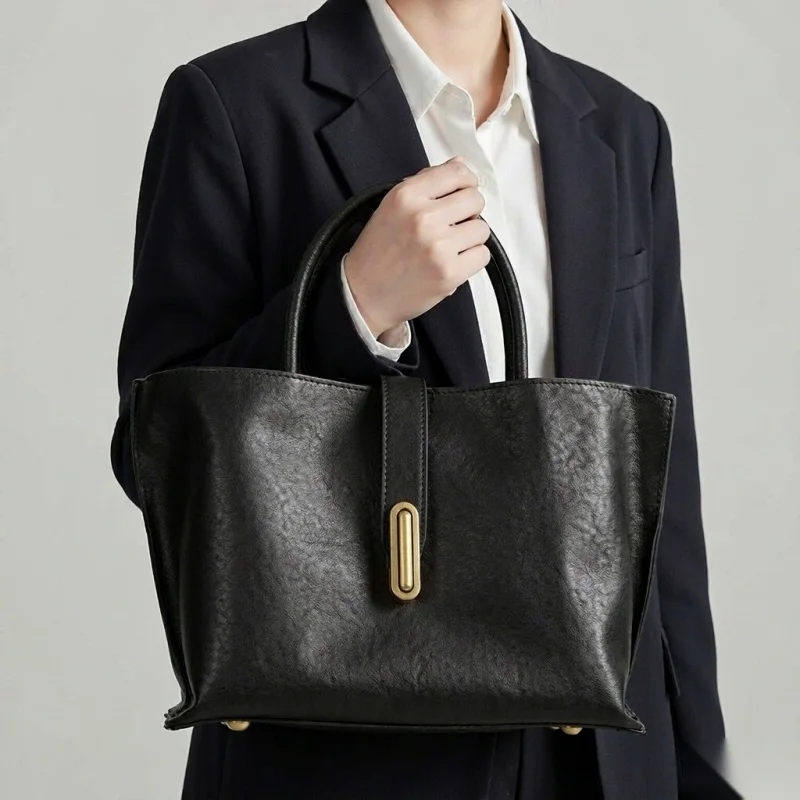 Women Genuine Cow Leather Top Handle Bag Luxury Designer Shoulder Daily Ladies Office Commute Female Minimalist Design 2026