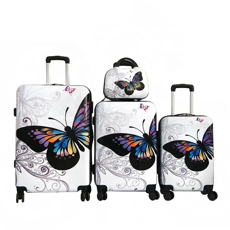 New Butterfly, Cartoon Trolley Case Zebra Print Carousel Luggage Student Luggage Carousel Luggage