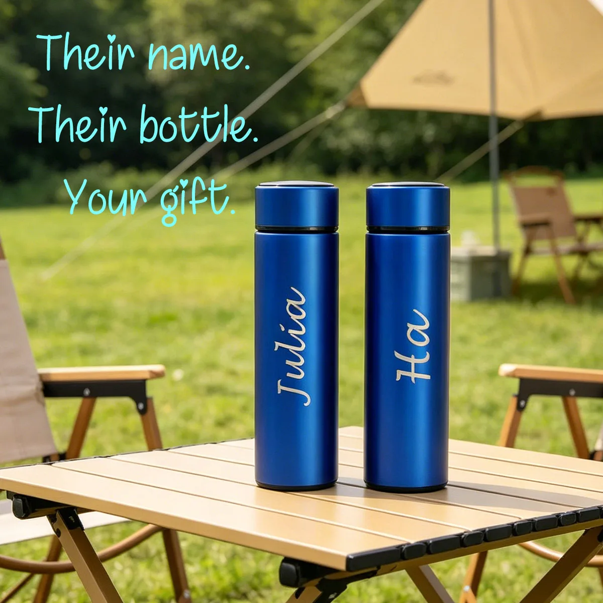 Personalized Smart Sports Water Bottle with LED Temperature Display Birthday Gifts for Women Men Fathers Day Graduation Gift