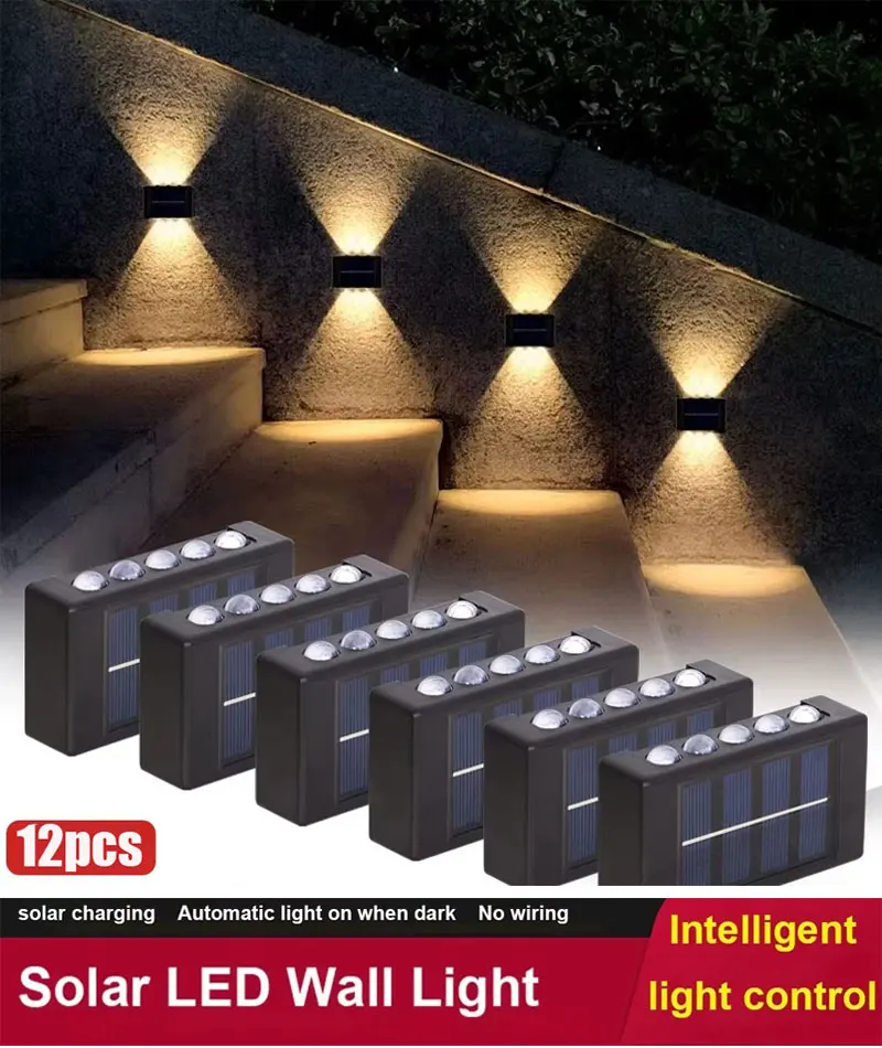 

Solar Lights Outdoor Waterproof Up And Down Solar Wall Lamp 2/4/6/10 Led Powerful Sunlight Lighting For Yard Garden Decoration