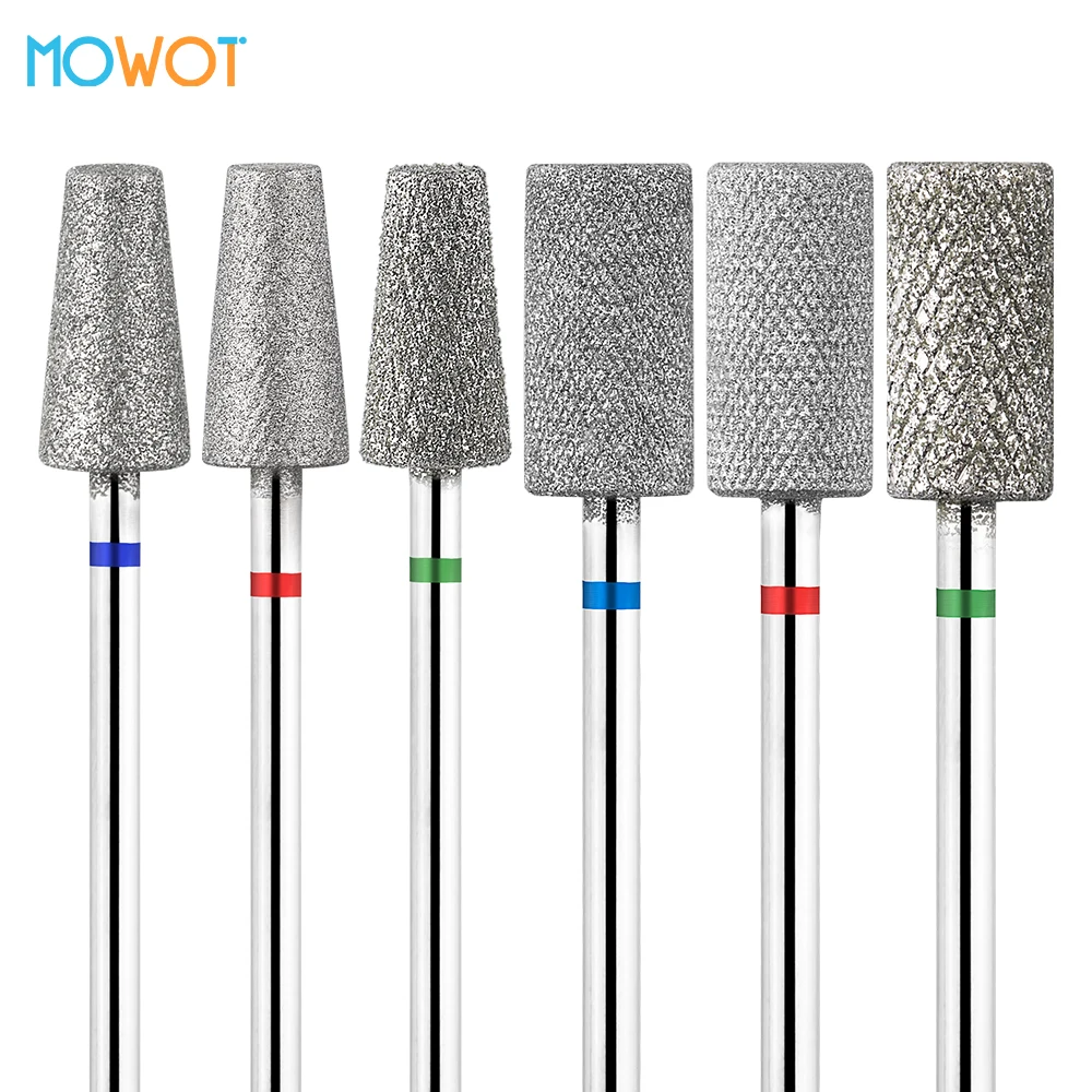 

MOWOT Cross Teeth Barrel Diamond Nail Drill Bits 3/32" Rotary Nail Bit Milling Cutter for Manicure Cuticle Clean Burr Nail Tools