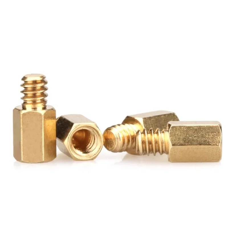 

20/50/100/200/500pcs 6#-32x6.4+4mm Hex Brass Standoff Spacer Pillar for PC Motherboard，Male to Female Brass Spacer UNC