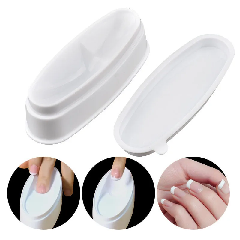 White Manicure French Powder Box Crystal Powder Carved Pollen Storage Box Nail Infiltration Powder Box Nail Tools