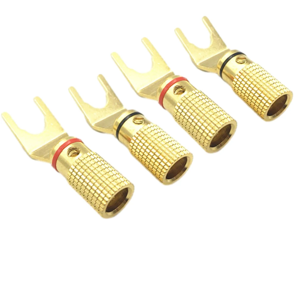 

4PCS Musical Sound Y Type Banana Plugs Connectors 24K Gold Plated HiFi Banana Audio Speaker Connector for Audio/Video Receiver