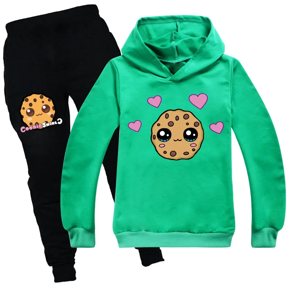 COOKIE SWIRL C Toddler Girls Long Sleeve Top Fall Cotton Kids Hooded Sweatshirt Pants Suit Teenage Fashion Clothes Little Girl