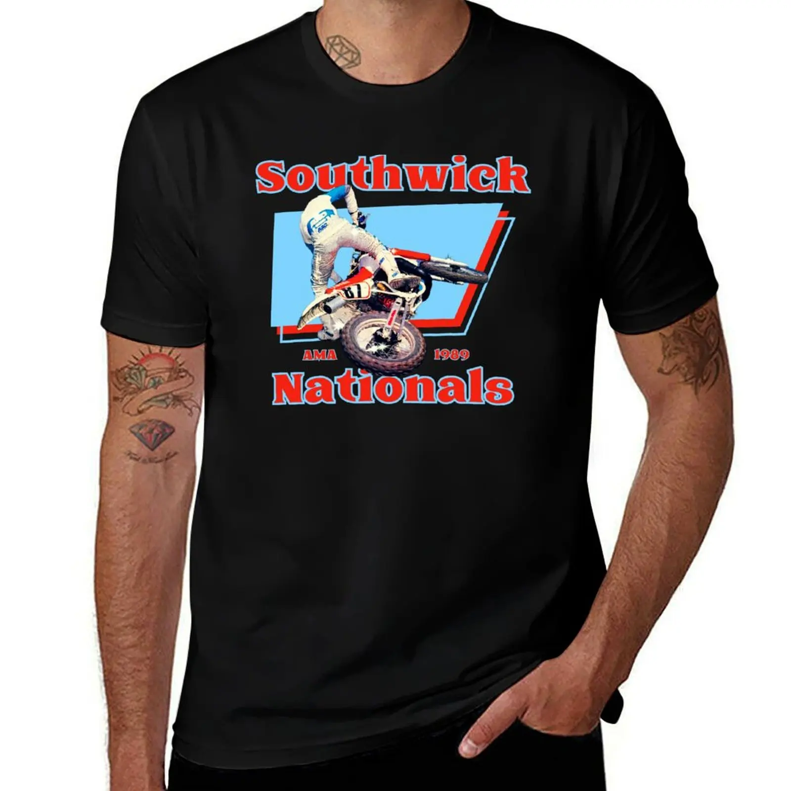 Motocross Nationals Southwick 1980's T-Shirt Basic Solid Tee for Daily Use T-Shirt