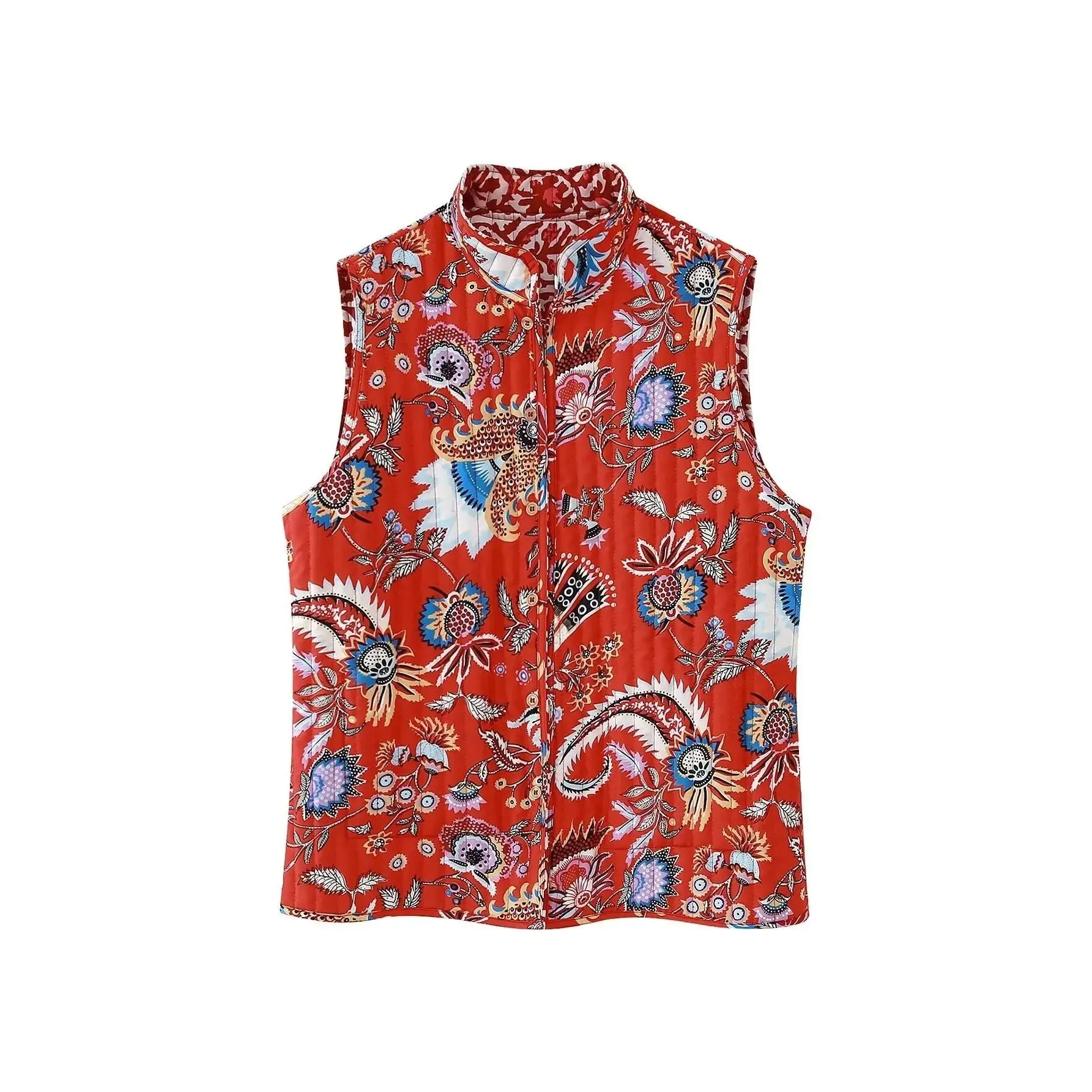 여성용 패션 양면 토템 플로럴 프린트 퀼팅 코튼 다운 재킷 2025년 봄 시즌 여성 프리미엄 의류