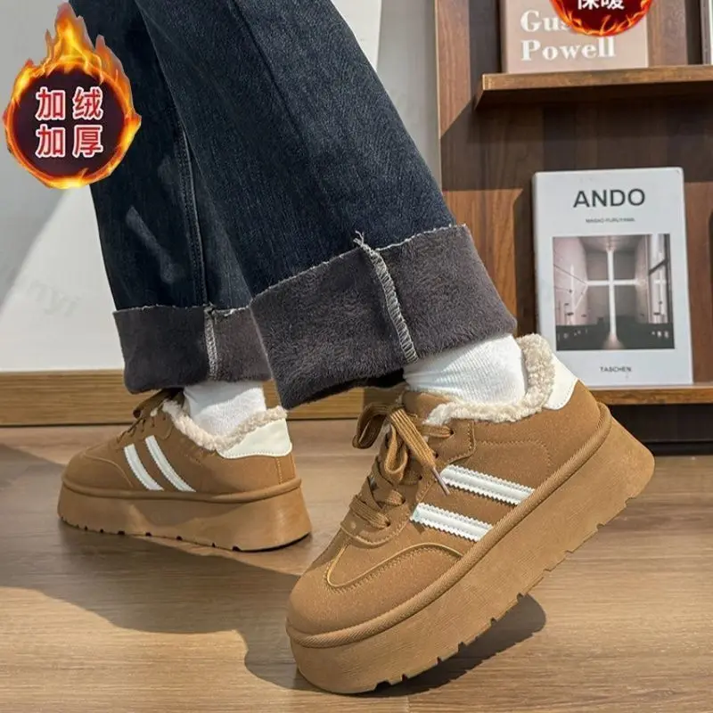 

Women Casual Flat Sports Shoes Winter Fashion Design Platform Plush Sneakers Woman Non Slip Vulcanized Shoes Zapatos Mujer