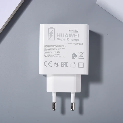   Оригинальное зарядное устройство HUAWEI 88W SuperCharge с двумя портами USB-A/C для быстрой зарядки, совместимое с Pura 80, 70, P60, P50 Pro+, Mate 60, 50, Nova 12