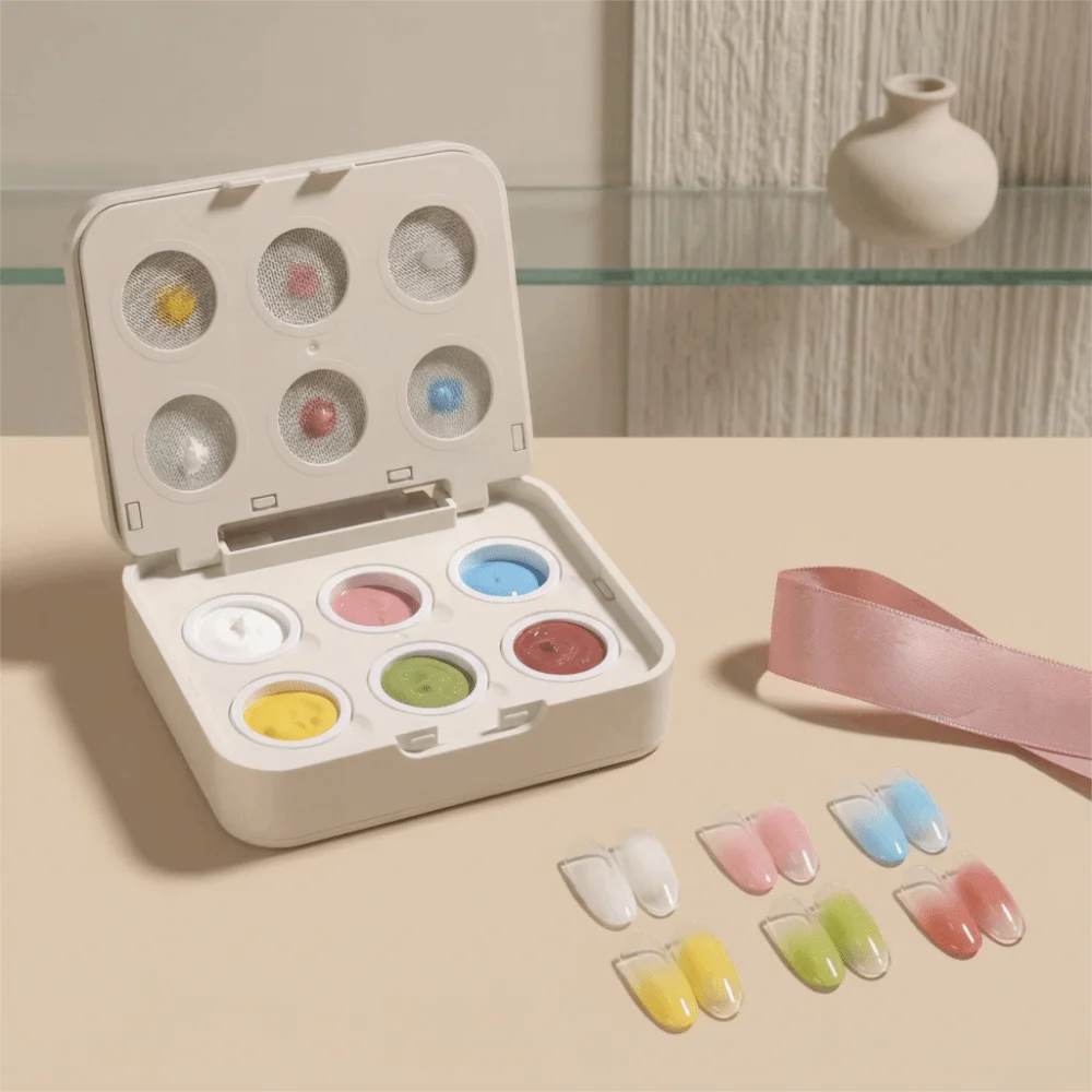 Mini 4-in-1 Pat Ombre Gel-Nagellack, 6 Farben, solider, leicht aufzutragender Farbverlaufsgel, französische Maniküre, Nagellacke, Farbgel für Nagelkunst, für Damen – Detail 10