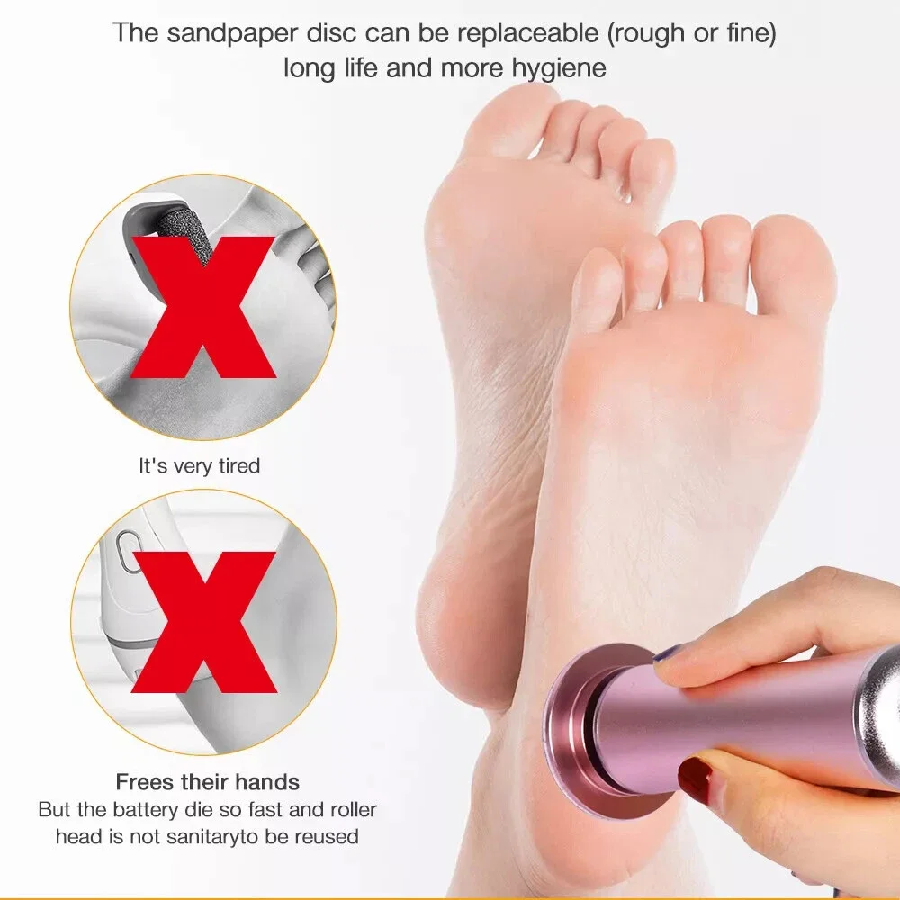 Elektrische voet eeltverwijderaar, verstelbare snelheidsregeling voor dode huid, voetschuurmachine, pedicurehulpmiddel met 60-delige schuurpapierlade