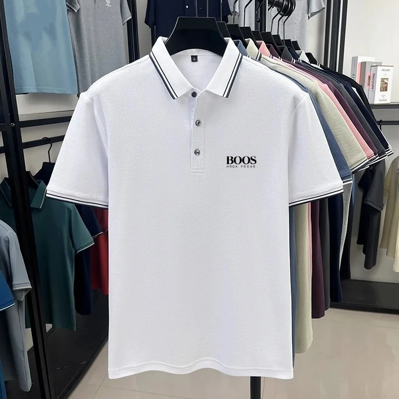 

New summer high-quality pure cotton short sleeved polo shirt for men, fashionable and casual, sweat absorbing and breathable top