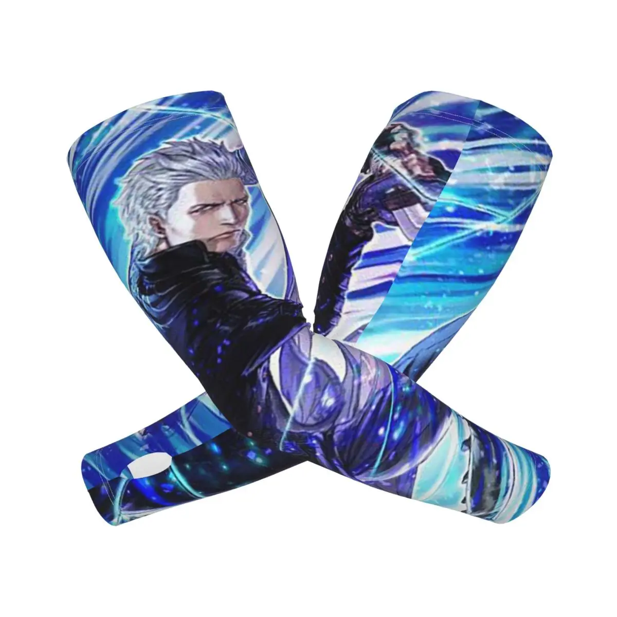 

Vergil From The Devil May Cry Seri Открытые нарукавники Защитный чехол от солнца и ультрафиолета Летние ледяные шелковые велосипедные татуировки на рукавах