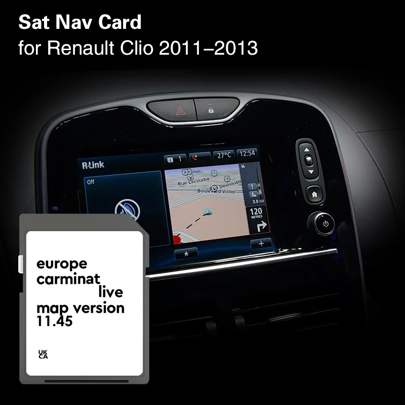 

Suitable for Renault Clio 2011 - 2013 Live 11.45 Cover Spain Germany Italy France Poland Map SD Naving 8GB Card