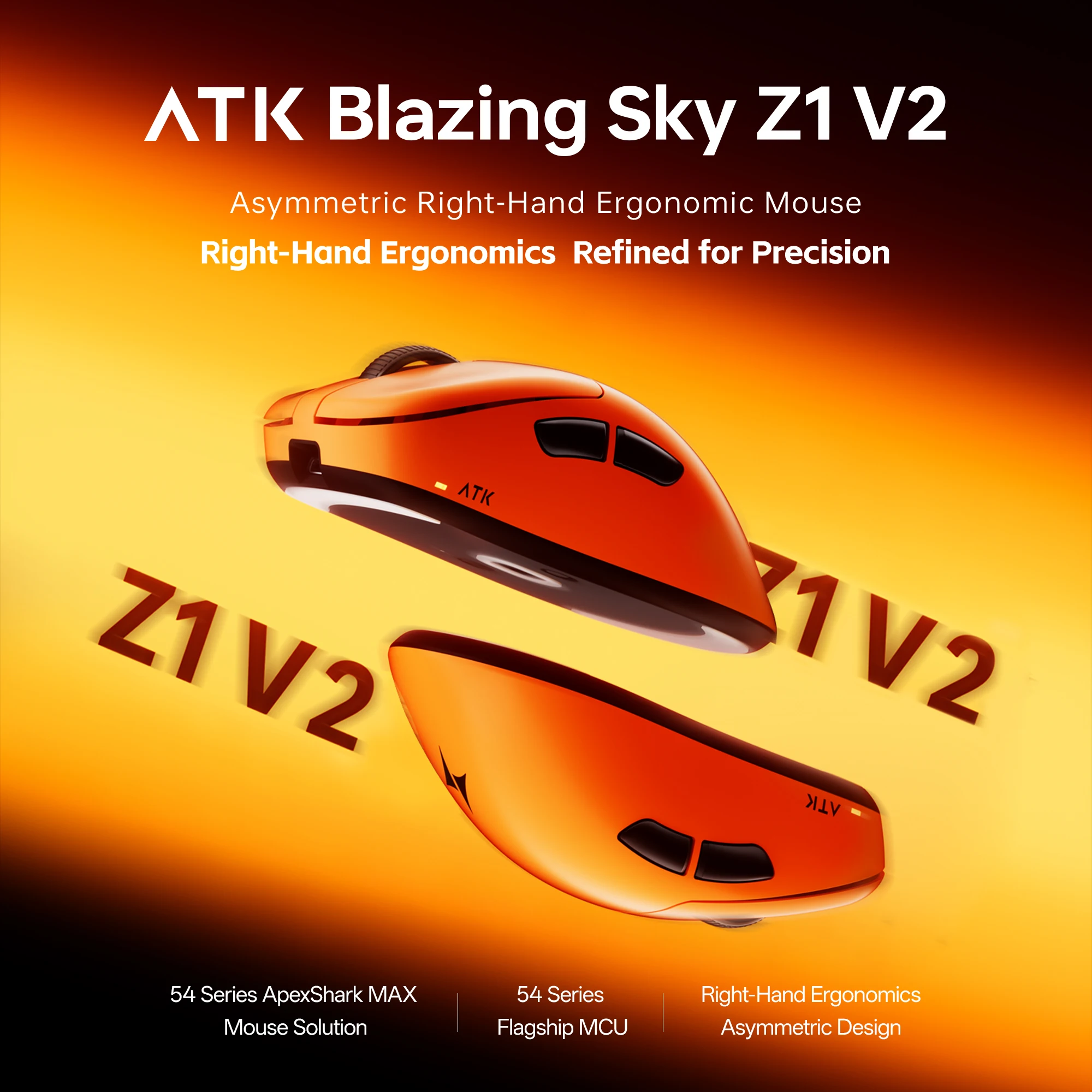 ATK Blazing Sky Z1 V2 Ultimate Wireless Mouse PAW3950 Ultra Dual 8K Gaming Mouse Ergonomic Self Developed Medium Large Hand