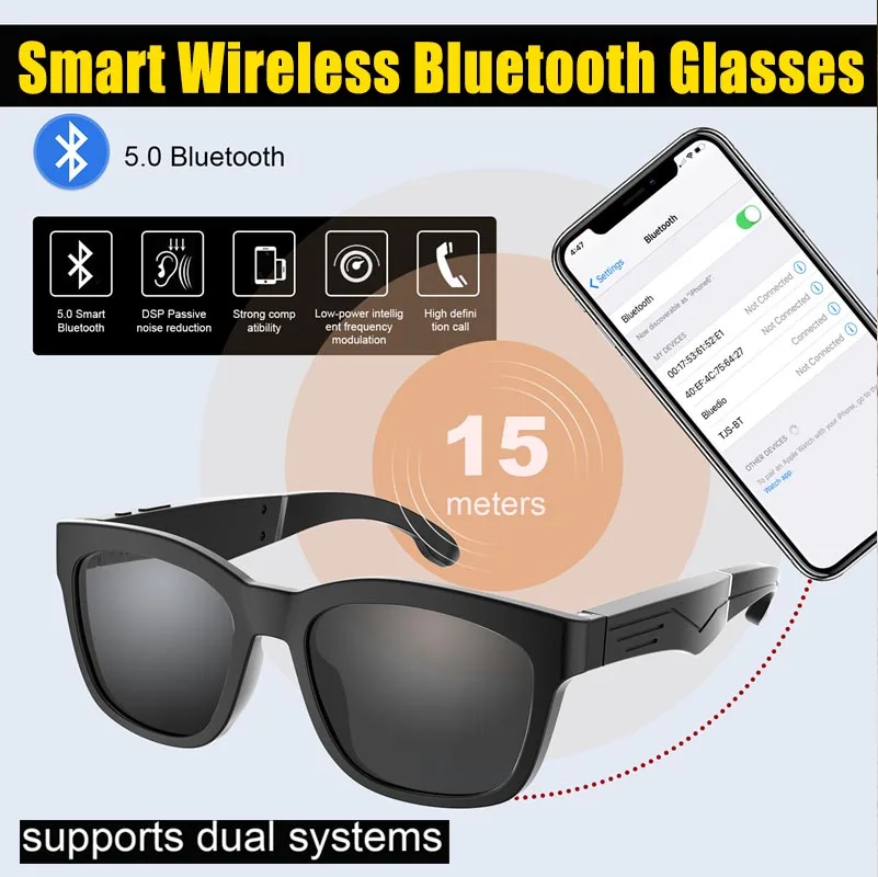 

Умные беспроводные Bluetooth-очки OnePlus, навигация по вызову, шумоподавление, уличные водонепроницаемые солнцезащитные очки с защитой от синего света и УФ-лучей