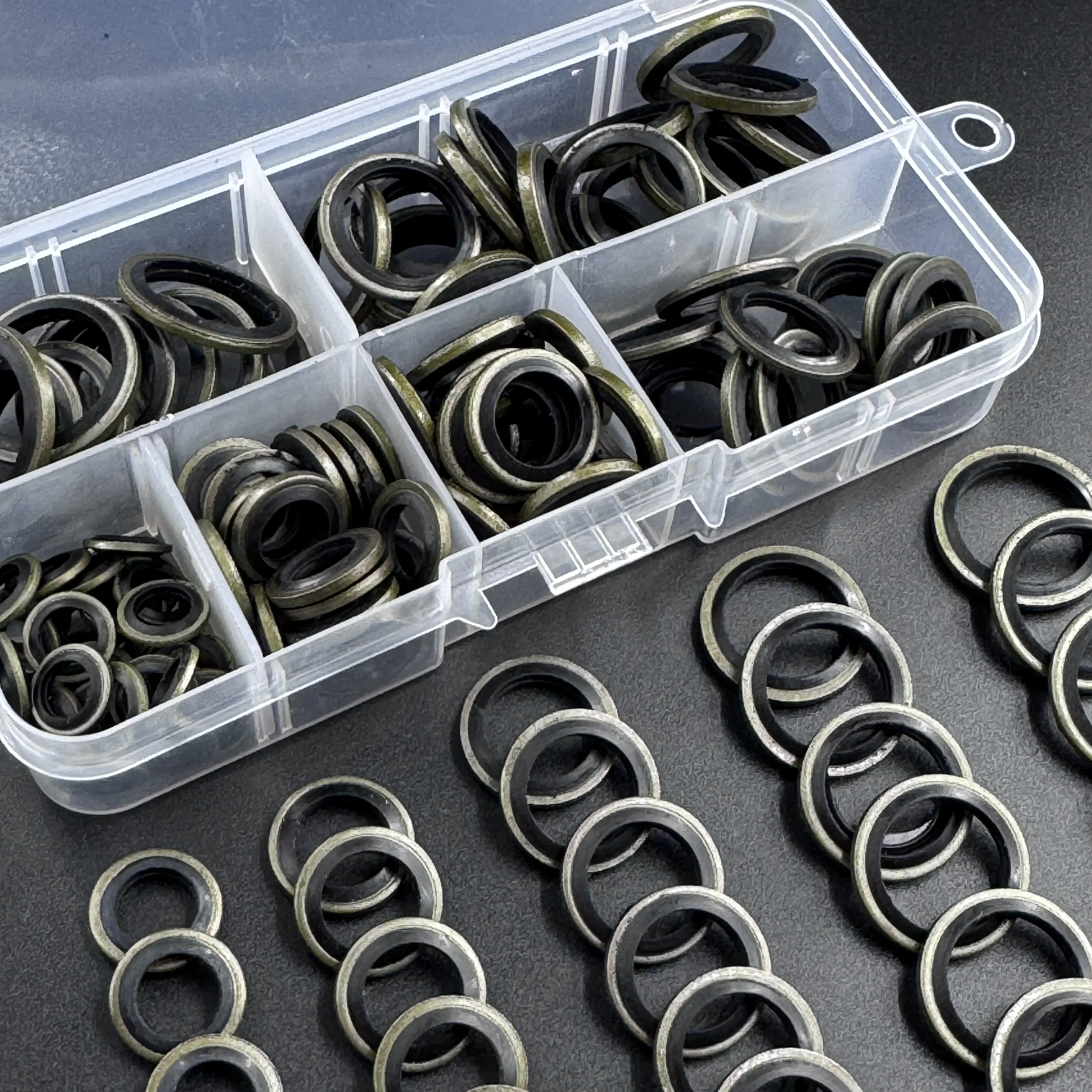 100pcs Automotive Oil Pan Drain Plug Gaskets Kit - M6-M16 Sizes with Drain Bolt Gaskets, Rubber Washers & Replaceable Seals