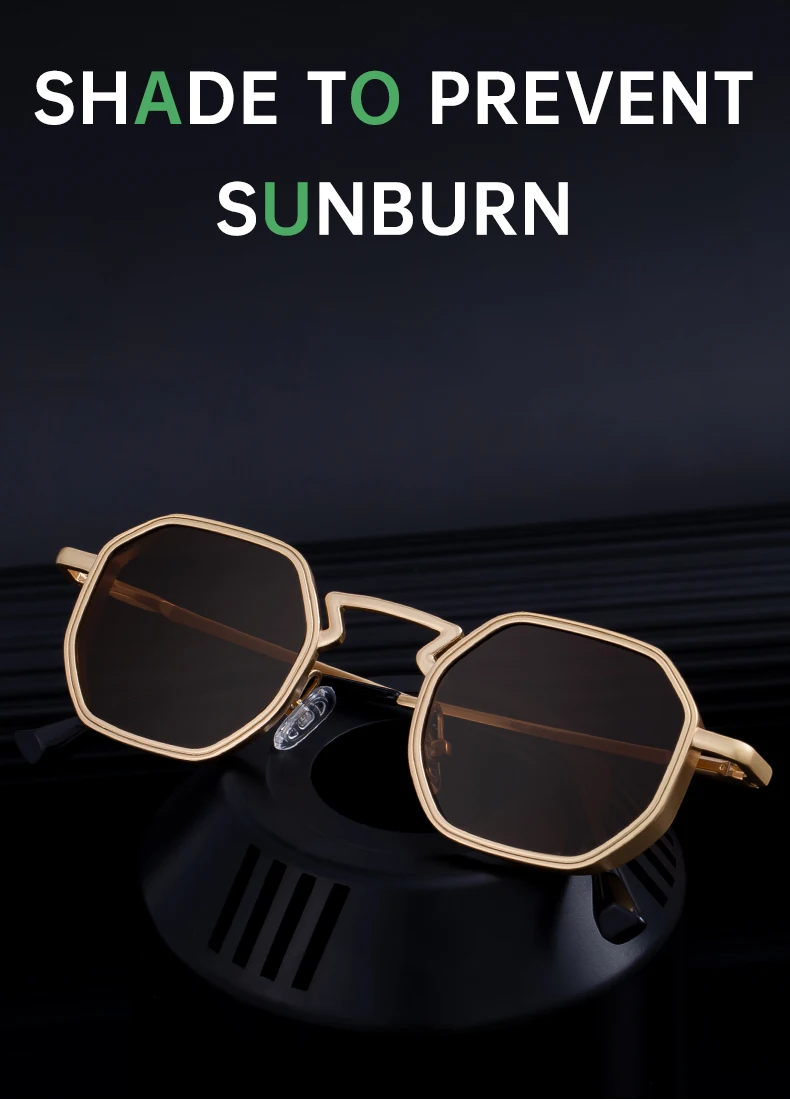 Kleine Polygon-Metall-Sonnenbrille im Punk-Stil für Herren 2026 Luxusmarke Vintage Sonnenbrille Männliche Mode Outdoor-Brillen UV400 – Detail 5