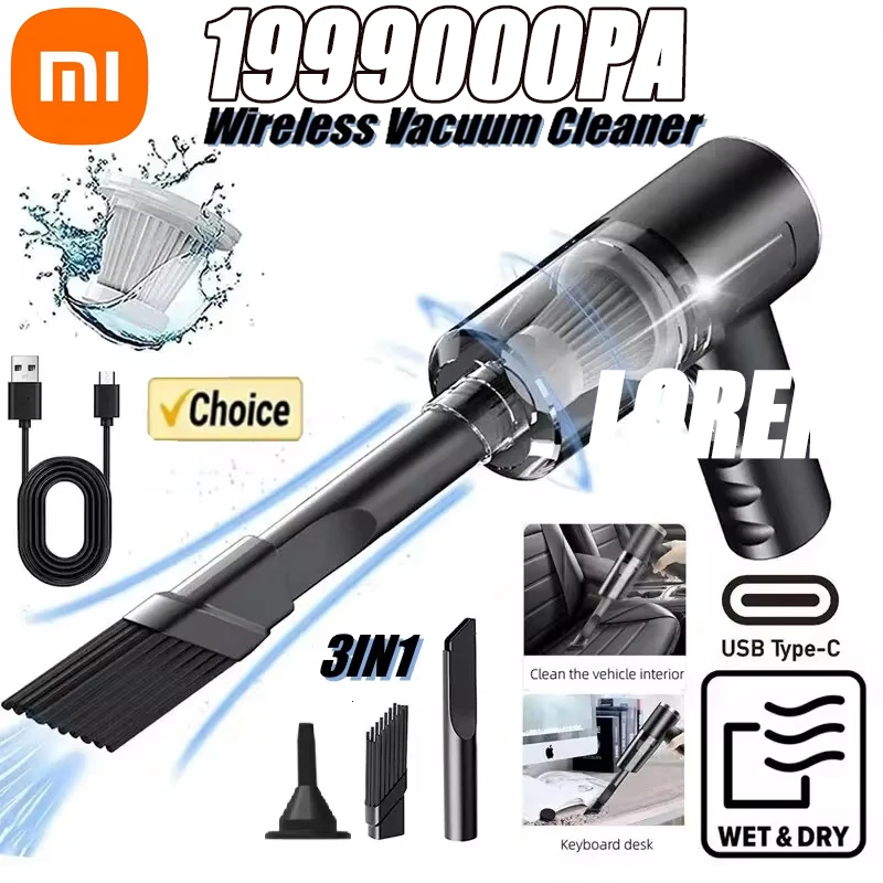 Xiaomi 199000pa Car Vacuum Cleaner Portable Wireless Vacuum Cleaner Strong Suction Handheld Powerful Blower For Car Home New