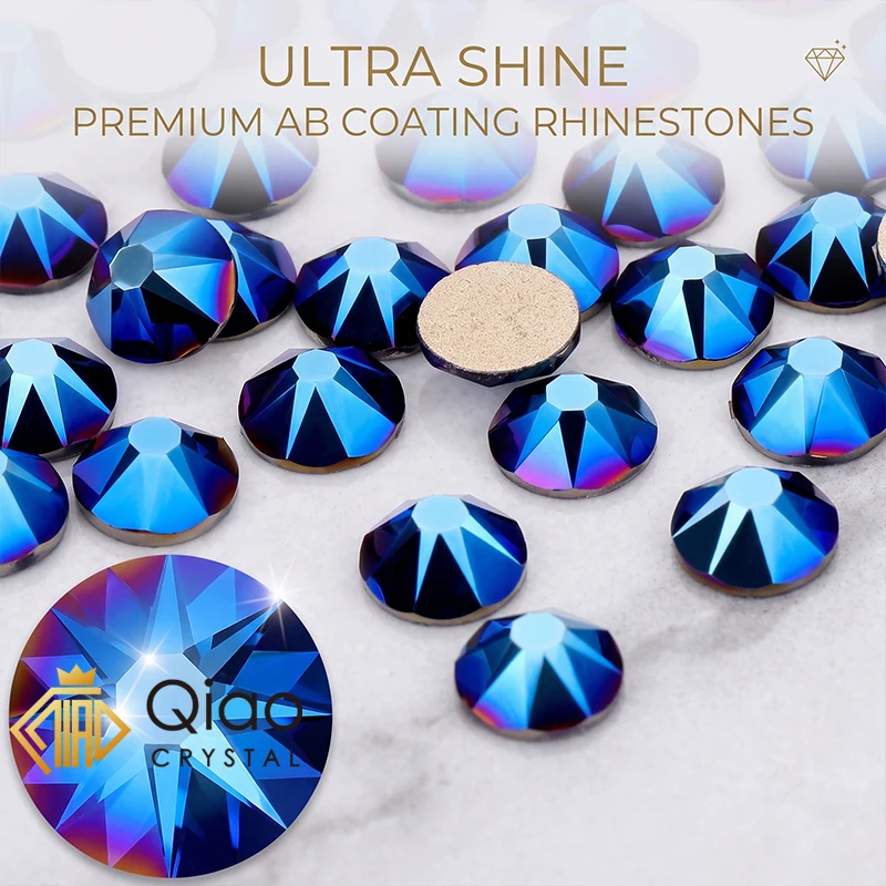 QIAO SS16-SS40 Retro Blaue Kristall-Strasssteine 16 Facetten Flache Rückseite Nicht/Hotfix Kaltfixierung für Nagelkunst DIY Taschenschmuck 2088 – Detail 1
