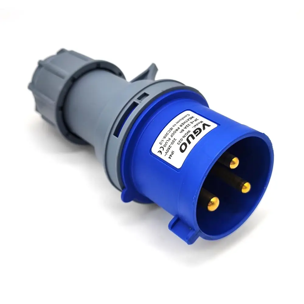 IEC60309 Waterproof CEE Industrial Connector Plug 3Pin 32A 250V 2P+E IP44 (Type-1