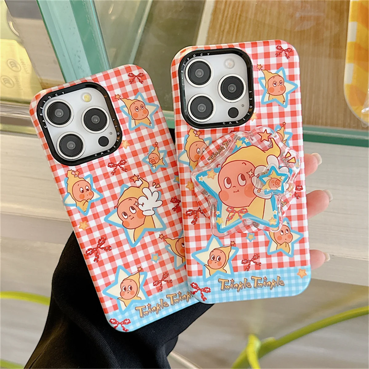 

Japanese Kawaii Cartoon Girl Star Phone Case For iPhone 16 Pro 15 14 Pro Max Back Cover with Pendant Cute Protective Cases
