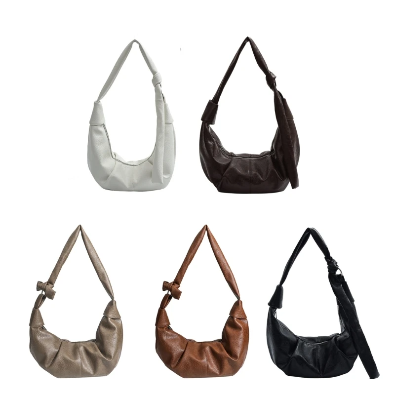 

Women Bag PU Leather Shoulder Crossbody Bag Korean Styles Dumplings Bag for Work