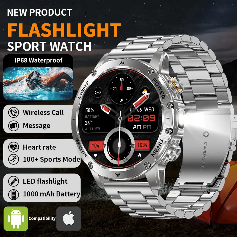 

LIGE Ultra Military 1000mAh Battery Smart Watch Men IP68 Waterproof Bluetooth Call HD Watches Sports Smartwatch 2026 New Fitness