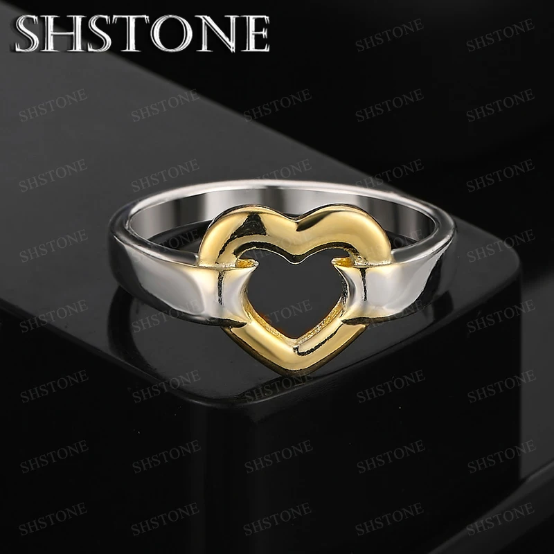 

925 Sterling Silver Heart Rings Lovers Charm Jewelry Women Romantic Engagement Wedding Party Birthday Gift Fine Accessories